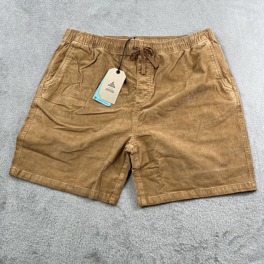 NEW Prana Mens XXL Canyon Camp Drawstring Corduroy Shorts ORGANIC Earthbound Tan